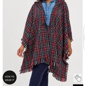 🆕  HOODED PLAID RUANA
